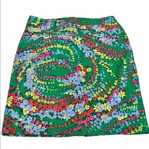 Colorful Talbots Pencil Skirt Green Red Blue Flora
